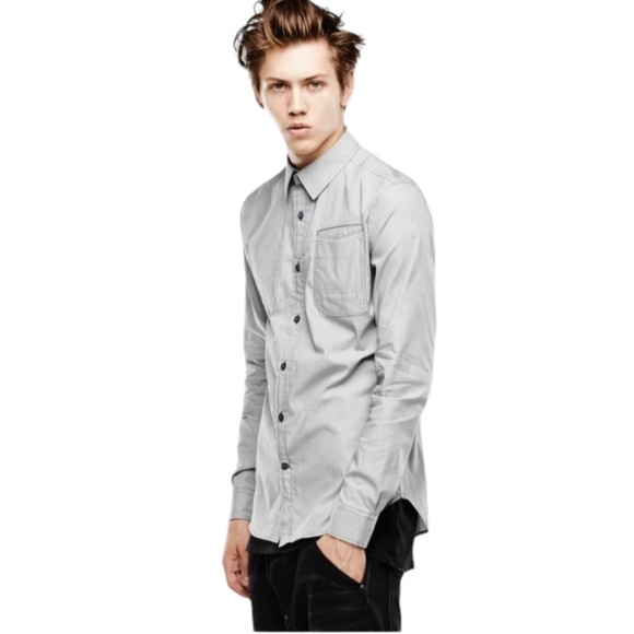 G-Star Raw Correct Men's Admiral Shirt Long Sleeve Blue Diamond Pattern Medium - Picture 7 of 10